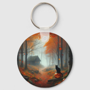 Halloween/Fall/Autumn/pumpkin/cat  Key Ring