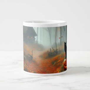 Halloween/Fall/Autumn/pumpkin/cat  Large Coffee Mug
