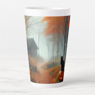 Halloween/Fall/Autumn/pumpkin/cat  Latte Mug