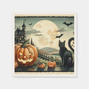 Halloween/Fall/Autumn/pumpkin/cat Napkin