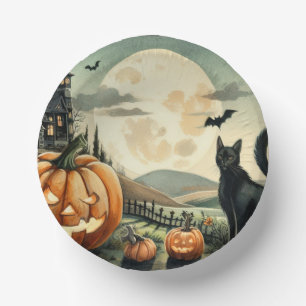 Halloween/Fall/Autumn/pumpkin/cat Paper Plate