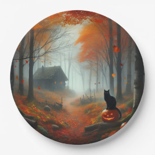 Halloween/Fall/Autumn/pumpkin/cat  Paper Plate