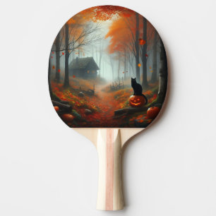 Halloween/Fall/Autumn/pumpkin/cat  Ping Pong Paddle