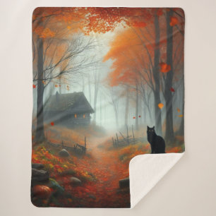 Halloween/Fall/Autumn/pumpkin/cat  Sherpa Blanket