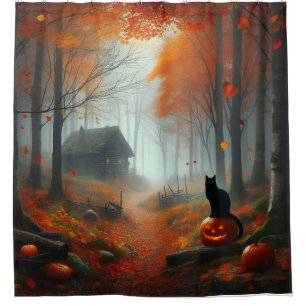 Halloween/Fall/Autumn/pumpkin/cat  Shower Curtain
