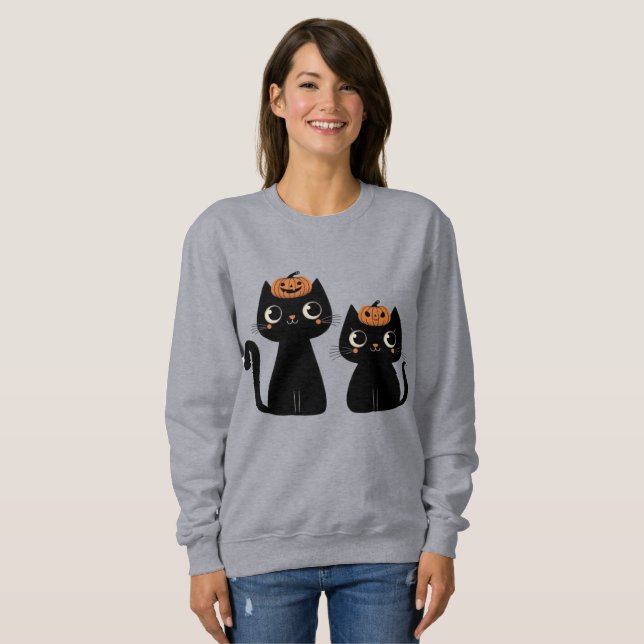 Halloween/Fall/Autumn/pumpkin/cat Sweatshirt (Front Full)