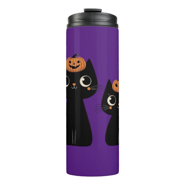 Halloween/Fall/Autumn/pumpkin/cat Thermal Tumbler (Front)