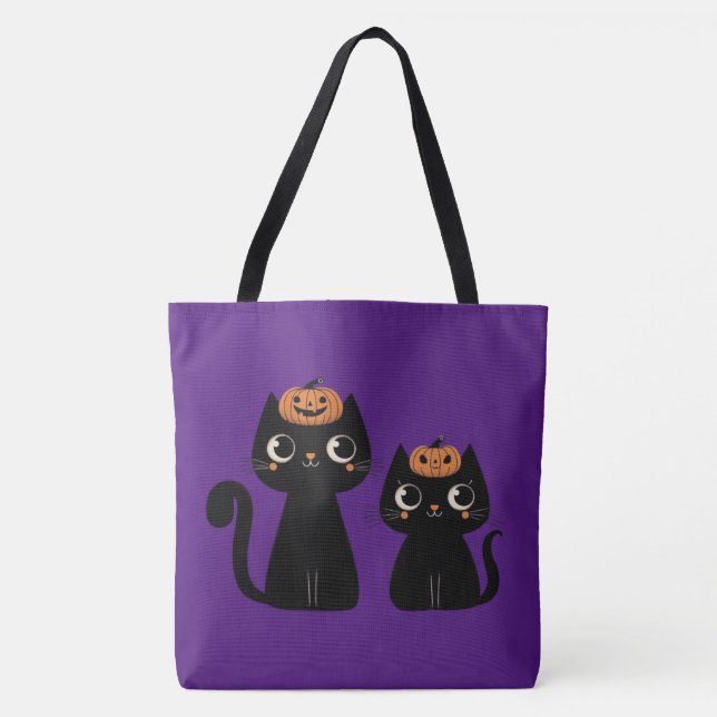 Halloween/Fall/Autumn/pumpkin/cat Tote Bag (Front)