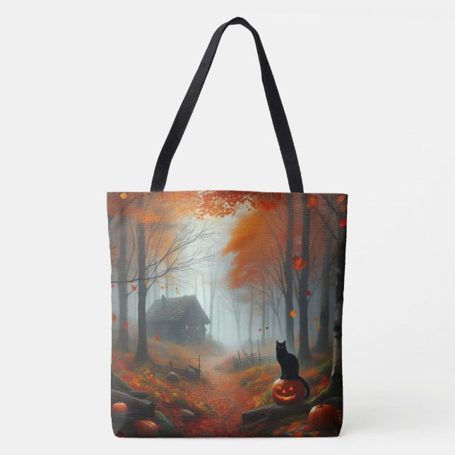 Halloween/Fall/Autumn/pumpkin/cat  Tote Bag (Front)