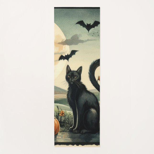 Halloween/Fall/Autumn/pumpkin/cat Yoga Mat (Front)