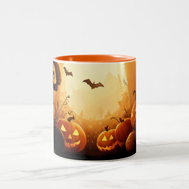 Halloween/fall/Autumn/Pumpkin Two-Tone Coffee Mug (Center)