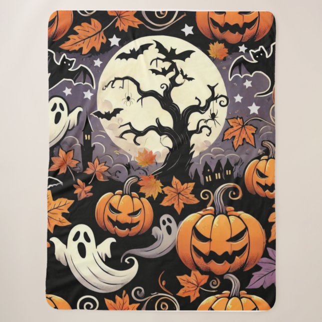 Halloween/Fall/Autumn Sherpa Blanket (Front)