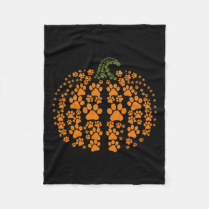 Halloween Fall Cute Paws Pumpkin Pet Lovers Fleece Blanket