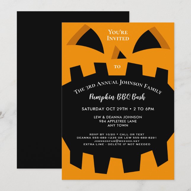 Halloween Fall Family Friends Reunion or Party Invitation (Front/Back)