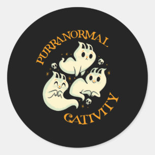 Halloween Fall Fun Cute Purranormal Cativity Classic Round Sticker