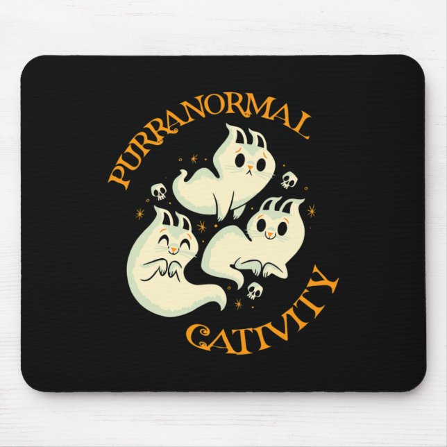 Halloween Fall Fun Cute Purranormal Cativity  Mouse Mat (Front)