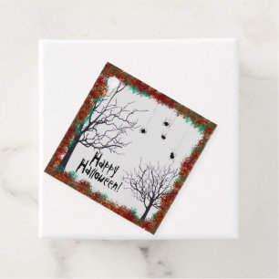 Halloween Fall Leaves Gnarly Trees Spiders Favour Tags