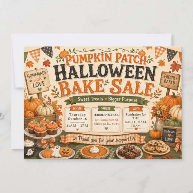Halloween Fall Pumpkin Patch Bake Sale Invitation (Front)