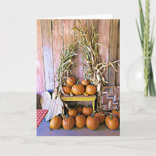 Halloween Fall Pumpkins and Cornstalk display Card