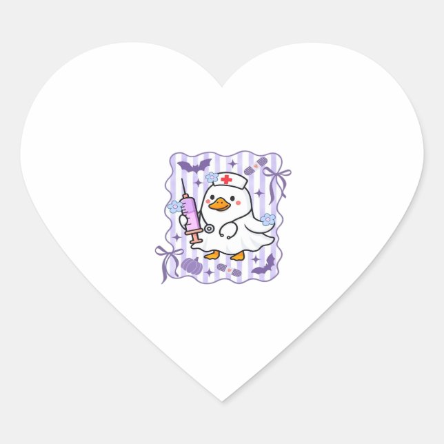 Halloween Fall Purple Coquette Goose Nurse Aesthet Heart Sticker (Front)
