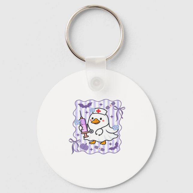 Halloween Fall Purple Coquette Goose Nurse Aesthet Key Ring (Front)