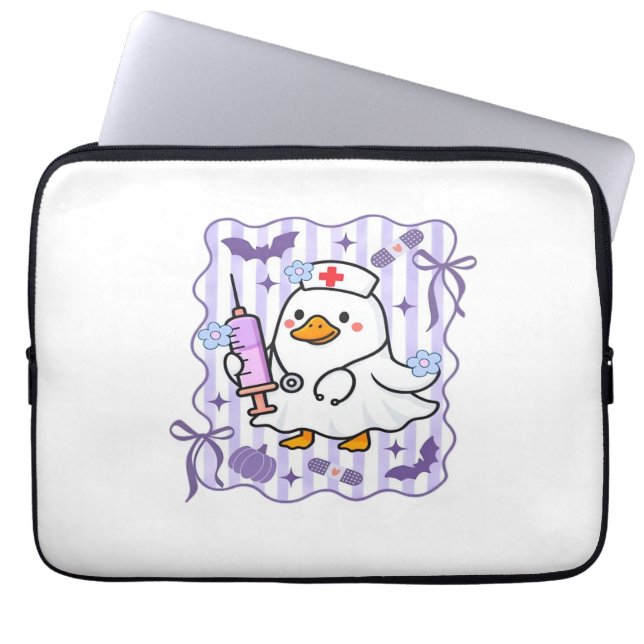 Halloween Fall Purple Coquette Goose Nurse Aesthet Laptop Sleeve (Front)