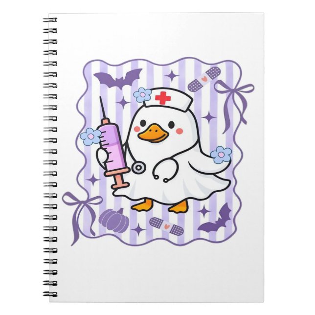 Halloween Fall Purple Coquette Goose Nurse Aesthet Notebook (Front)