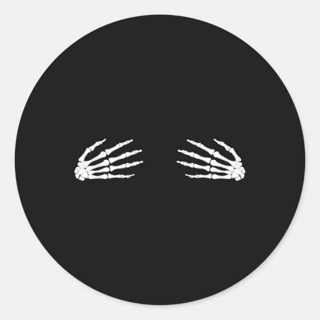 Halloween Fall Scary Skeleton Skull Hand  Classic Round Sticker (Front)