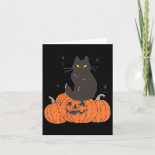 Halloween Fall Spooky Cat With Pumpkin Card