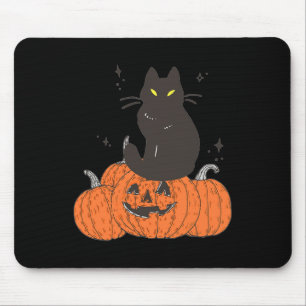 Halloween Fall Spooky Cat With Pumpkin Mouse Mat