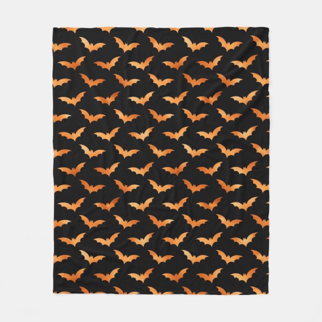 Halloween Fall Spooky Flying Bat Fleece Blanket (Front)