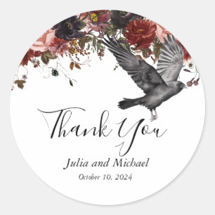 Halloween Fall Wedding Watercolor Floral Thank You Classic Round Sticker