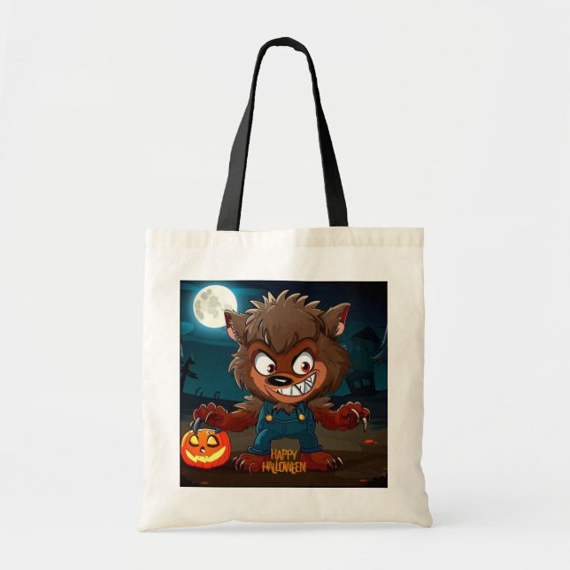 Halloween/Fall/Werewolf/Cartoon Tote Bag (Front)