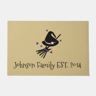 Halloween Family Minimalist Witch and Broom Doormat