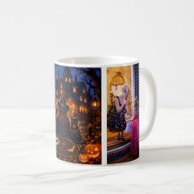 Halloween Family Name Photo Black Cat Mug