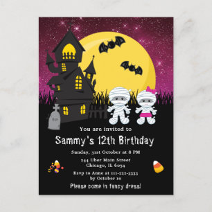 Halloween Fancy Dress Birthday Mummy Pink Postcard