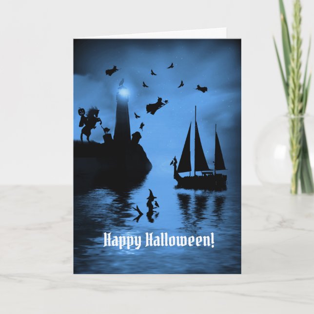 Halloween Fantasy Witches Mermaid Ocean Card (Front)