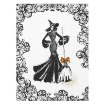 halloween fashion illustration with black lace