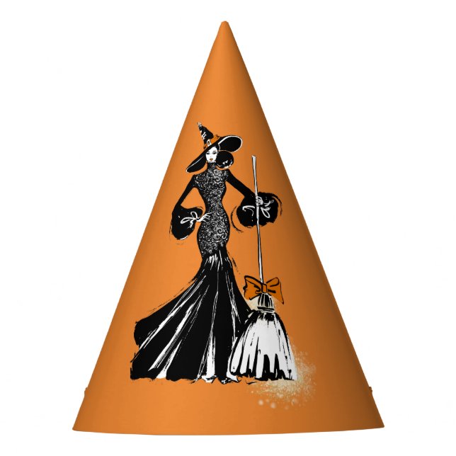 halloween fashionillustration with a broom party hat (Front)