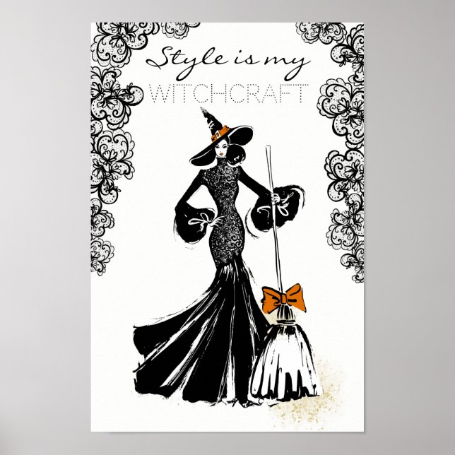 halloween fashionillustration with black lace poster (Front)