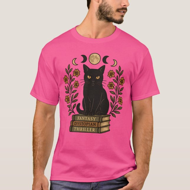 Halloween FDT Fantasy Dystopian Thriller Cat T-Shirt (Front)