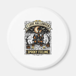 Halloween Feeling Shirt Vintage Haunted House Desi Magnet