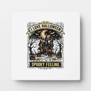 Halloween Feeling Shirt Vintage Haunted House Desi Plaque