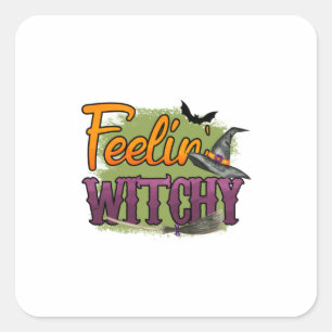 Halloween Feeling Witchy Birthday Square Sticker