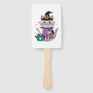 Halloween Feline Hero One Spooky Nurse Cat   Hand Fan