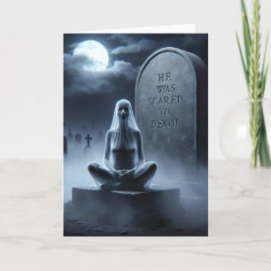 Halloween Female Ghost In a Graveyard Holiday Card
