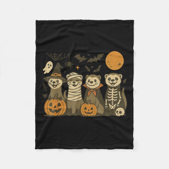 Halloween Ferret Costumes Ghost Witch Mummy Men Wo Fleece Blanket (Front)
