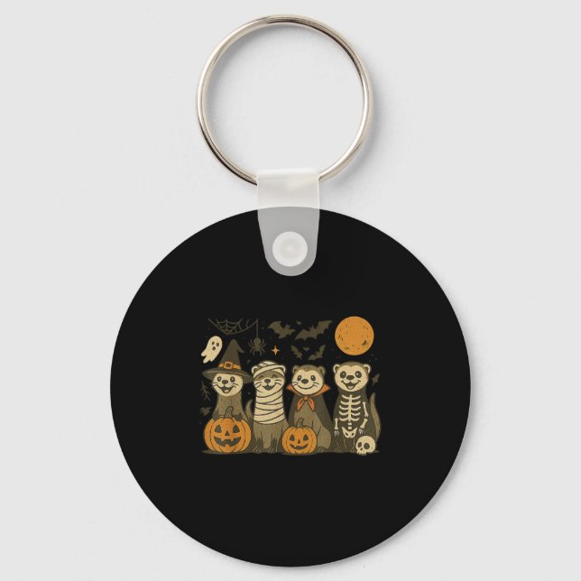 Halloween Ferret Costumes Ghost Witch Mummy Men Wo Key Ring (Front)