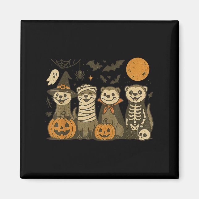 Halloween Ferret Costumes Ghost Witch Mummy Men Wo Magnet (Front)