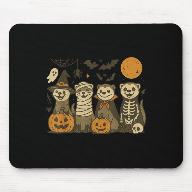 Halloween Ferret Costumes Ghost Witch Mummy Men Wo Mouse Mat (Front)